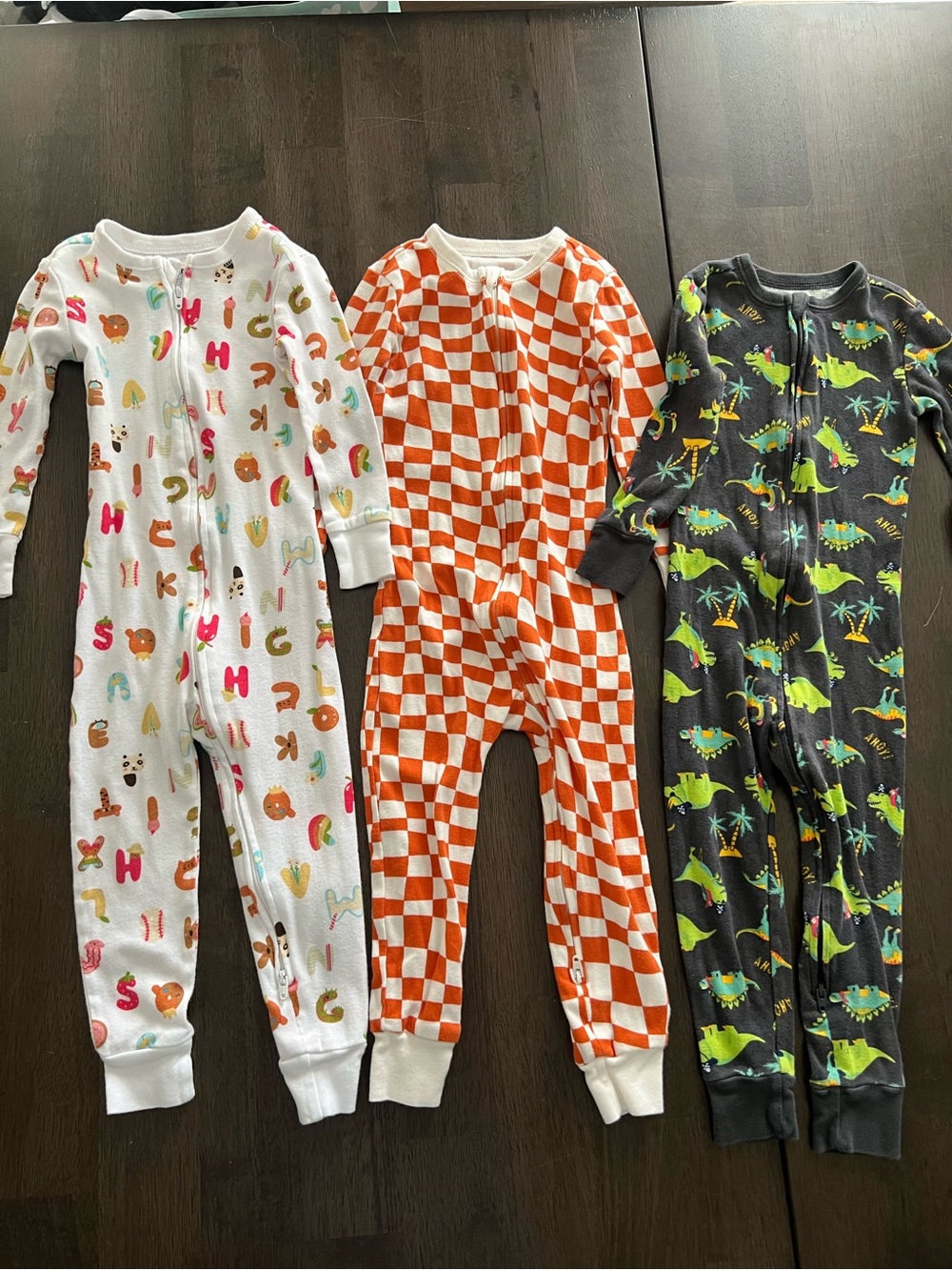 Old Navy Orange & White Checker Kids One-Piece Footie